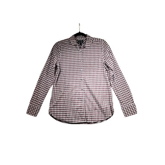 J Crew Deep Red Burgundy Gingham Check Long Sleeve Boy Button Shirt Womens 2 - Picture 1 of 11